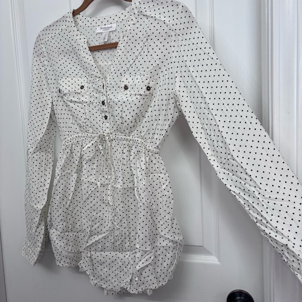 Ivory Polka Dot Maternity Blouse | Motherhood S - Picture 4 of 8